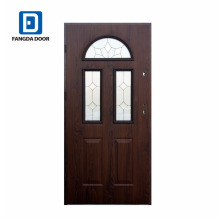 Fangda Fan Lite 4-Panel inserção de vidro pintado portas de aço decorativas